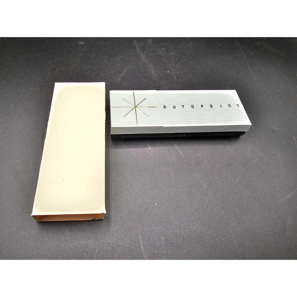Vintage Autopoint Pen and Mechanical Pencil Set Chrome with Starburst Case